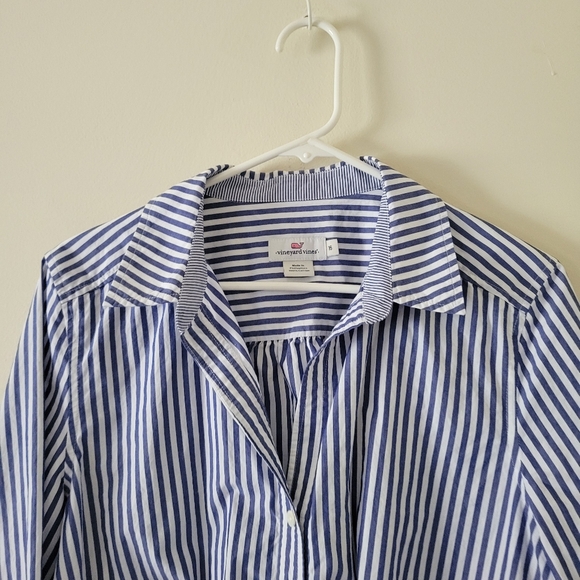 Vineyard Vines Blue Striped Front Tie Blouse - Picture 4 of 8